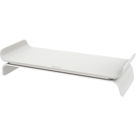 Support d'écran Leitz® Ergo, pour 1 écran jusqu'à 27", réglable en hauteur, avec espace de rangement pour clavier, L 209 x P 438 x H 112 mm, gris clair