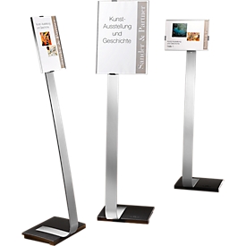 Support d'information sur pied INFO SIGN STAND - aluminium - l. 300 x P 280 x H 1180 mm - pour format A4 - argent métallisé