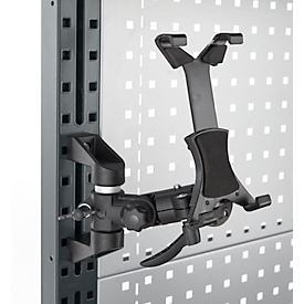 Support de tablette pour montage sur table AST31, pour 1 tablette jusqu'à 7,8", zone de serrage réglable, pivotant sur 360°, inclinable, plastique/mousse, noir
