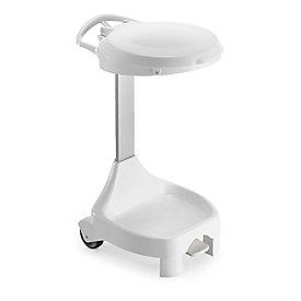 Support mobile pour sac poubelle de 120 litres, avec couvercle, HACCP, blanc