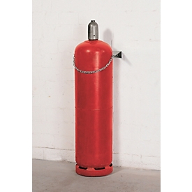 Support mural pour bouteille de gaz, acier, L 375 x P 220 x H 60 mm, 1 bouteille Ø 320 mm, avec fermeture à chaîne