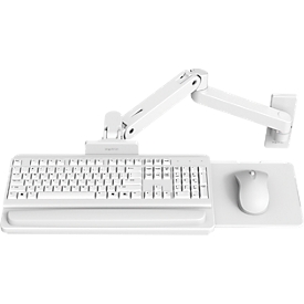 Support mural pour clavier Ergotron LX Pro, avec plateau de souris, jusqu'à 2,3 kg, inclinable/pivotant, réglable en hauteur, aluminium, blanc