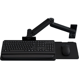 Support mural pour clavier Ergotron LX Pro, avec plateau de souris, jusqu'à 2,3 kg, inclinable/pivotant, réglable en hauteur, aluminium, noir