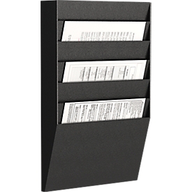 Support mural pour prospectus format A4 paysage 6 compartiments Paperflow, noir