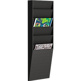 Support mural pour prospectus format A4 portrait 6 compartiments Paperflow, noir