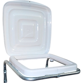 Support mural pour sacs poubelle Mottez, pour sacs de 30/110 l, avec couvercle, L 300 x P 360 x H 50 mm, tube acier et plastique, blanc