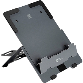 Support pour ordinateur portable Bakker Elkhuizen FlexTop 170, pour ordinateurs portables & tablettes jusqu'à 16", ergonomique, L 206 x P 277 x H 6,5 mm, aluminium, gris foncé mat