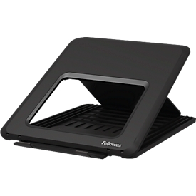 Support pour ordinateur portable Fellowes Breyta™, pour 1 ordinateur portable jusqu'à 15" &amp; jusqu'à 5 kg, réglable en hauteur, pliable, L 235 x P 268 x H 14 mm, 100 % plastique recyclé, noir