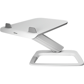 Support pour ordinateur portable Fellowes Hana™ LT, pour 1 ordinateur portable jusqu'à 19" &amp; jusqu'à 4,5 kg, réglable en hauteur/rotatif, gestion des câbles, L 342 x P 396 x H 102 mm, blanc