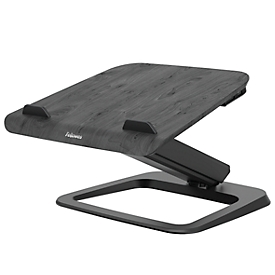 Support pour ordinateur portable Hana™ Fellowes, jusqu'à 17 pouces et 4,5 kg, réglable en angle et en hauteur, orientable à 90°, ports USB, noir