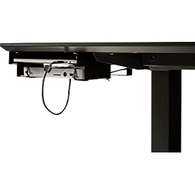 Support pour ordinateur portable/station d'accueil, horizontal, pour 1 ordinateur portable 13-15″ et 1 station d'accueil de L 164-240 mm, métal, noir profond RAL 9005