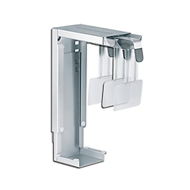 Support pour PC Neomounts by NewStar CPU-D100, vertical, jusqu'à 30 kg, réglable manuellement en hauteur et en largeur, avec matériel de montage, argenté