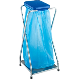 Support  pour sac poubelle de 70 litres, avec couvercle bleu 