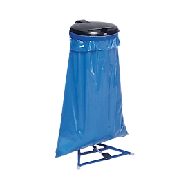 Support pour sacs poubelle de 120 litres, avec couvercle et pédale, bleu