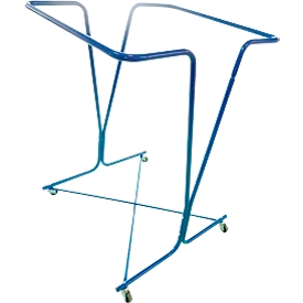 Support pour sacs poubelle Mottez, pour sacs poubelle de 600 l, mobile, L 800 x P 800 x H 1200 mm, tube acier laqué, bleu