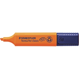 Surligneur Staedtler Textsurfer Classic, pointe biseautée, largeur de trait 1-5 mm, avec capuchon rotatif, plastique recyclé, couleur orange, 1 pièce