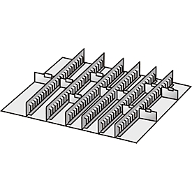 Surtido de mobiliario, 6 separadores/10 tabiques, 50 mm, chapa de acero