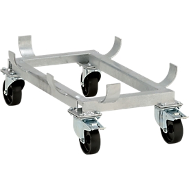 Swivel castor frame for standard container, 200 l high