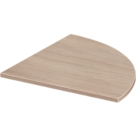 Systeemhoekplaat, 90° afgerond, B 800 x D 800 mm, eiken/wit aluminium