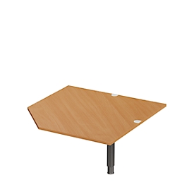 Systeemhoekplaat CAD ERGO-T 2.0, met steunpoot, B 1200 x D 1200/800 x H 718-898 mm, beuken/antraciet