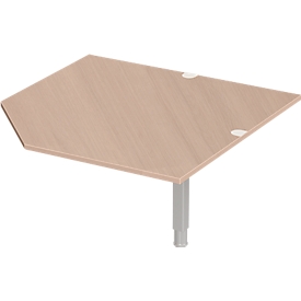 System angle plate CAD ERGO-T 2.0, with support leg, W 1200 x D 1200/800 x H 718-898 mm, oak decor/anthracite