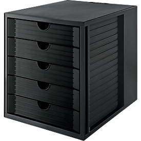 SYSTEMBOX KARMA drawer module, 5 closed drawers, DIN A4, easy to use, W 274 x D 330 x H 320 mm, black