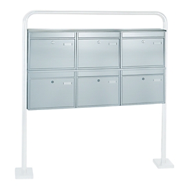 Système de boîtes aux lettres Rottner, avec 6 boîtes aux lettres, sans support, H 635 x L 1160 x P 125 mm, acier inoxydable