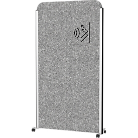Système de cloisons mobiles MAUL MAULcocoon Akustik, L 1000 x H 1800 mm, surface gris foncé, argenté