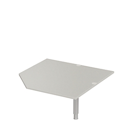 Système de plaque d'angle CAD ERGO-T 2.0, avec pied de support, L 1200 x P 1200/800 x H 718-898 mm, aluminium gris clair/blanc  