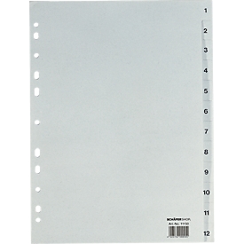 Tabbladen Recycling - gerecycled karton - A4 - numeriek 1-12 – onze merk Schäfer Shop
