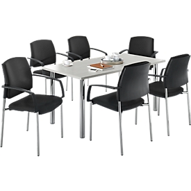 Table + 6 chaises SSI-PROLINE, gris clair