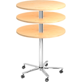 Table à colonne JENA, Ø 800 mm, H 720-1100 mm, coloris érable