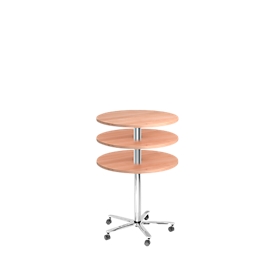 Table à colonne JENA, Ø 800 mm, H 720-1100 mm, coloris noyer