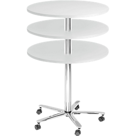 Table à colonne JENA, Ø 800 mm, H 720-1100 mm, gris clair