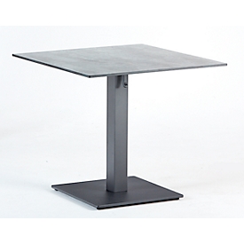 Table Best Cervia, colonne centrale, plateau de table rabattable, vis de compensation de niveau, L 800 x P 800 H 740 mm, métal & HPL