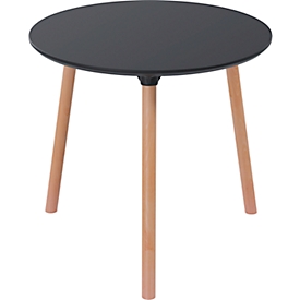 Table bistro Palomba, ronde, cadre en bois massif à 3 pieds, Ø 800 x H 750 mm, noir/hêtre