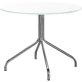 Table d'appoint KONSIT, Ø 600 x h 450 mm, plateau en verre, piétement chromé