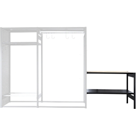Table d'appoint Ordo Flex vélo et temps libre - l. 1360 x P 635 x H 825 mm - 1 tablette – noir profond mat RAL 9005