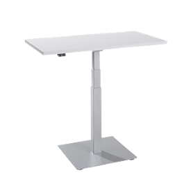 Table d'appoint Start-Up, réglable en hauteur électriquement, rectangulaire, base colonne, L 1000 x P 600 x H 635-1285 mm, gris clair/aluminium blanc 