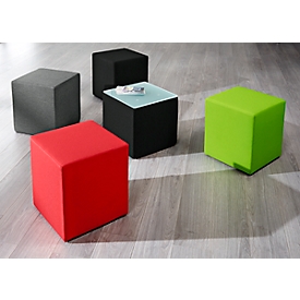 Table d'appoint Wall In, L 410 x P 410 mm, plateau en verre au lait ESG, avec patins au sol, rouge