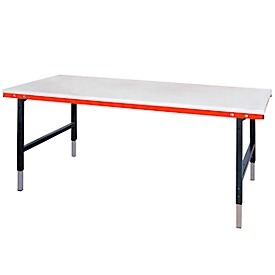Table d'emballage et de travail ROCHOLZ Système 2000, extensible, L 2000 x P 920 x H 690-960 mm, acier, gris clair/anthracite