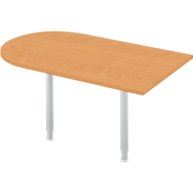 Table d'extension, arrondi, l. 1400 x P 800 mm, hêtre/alu blanc