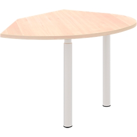 Table d'extension BARI droite, 2 pieds-support, forme B, forme arrondie, l. 1050 x P 1260 x H 680-820 mm, coloris érable