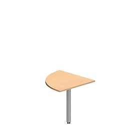 Table d'extension NEVADA, piètement carré, 1/4 de cercle, l. 800 x P 800 x H 740 mm, coloris hêtre/alu argent