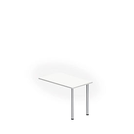 Table d'extension NEVADA, rectangulaire, l. 1000 x P 600 x H 740 mm, tube rond, blanc/alu argent 