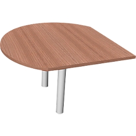 Table d'extension PHENOR, forme arrondie, avec 2 pieds-support, pour pieds en C, l. 1100 x P 1100 mm, coloris noix Canaletto