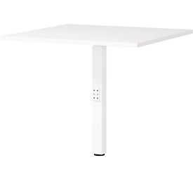 Table d'extension Porto, réglage mécanique de la hauteur, pied de support, L 800 x P 800 x H 680-910 mm, blanc/blanc