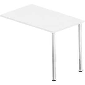 Table d'extension rectangulaire BEXXSTAR, piètement carré, l. 1000 x P 600 x H 740 mm, blanc