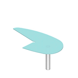 Table d'extension X-TIME-WORK, piétement rond, avec arrondi à droite, 960 x 1850 x 740 mm, pour bureau de 2000 mm de l., verre/blanc