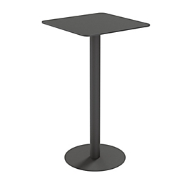 Table d'extérieur Paperflow Cross, carrée, pied en forme d'assiette, L 600 x P 600 x H 1100 mm, noir/noir mat